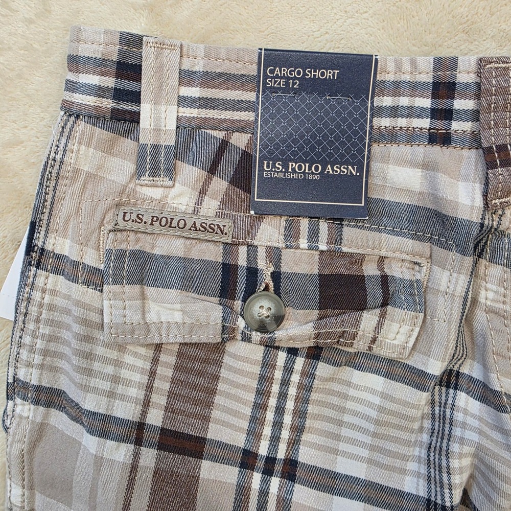 U.S. Polo Assn. Boys Plaid Cargo Shorts Size 12 NWT - Picture 8 of 9